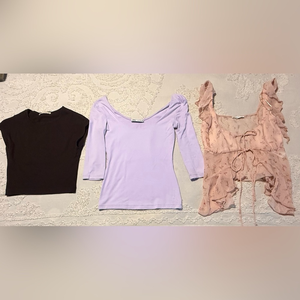 Bershka Zara: Black, Lavender, and Peach Tops - Picture 2 of 5